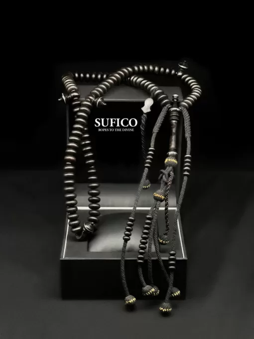 SufiCo - Premium Ebony Handmade Wooden Tasbih Prayer Beads Organic Tasbeeh Necklace Eid Gift Ramadan Gift Tasbih With Nalayn Shareef - il fullxfull.4711077773 qcl4 scaled - SufiCo