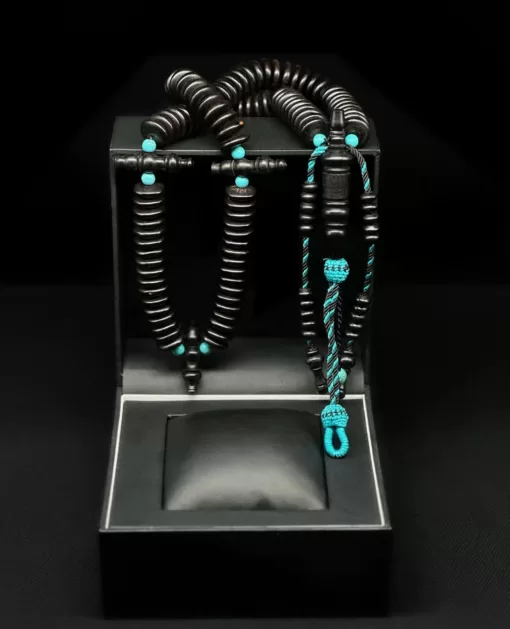 SufiCo - Pure Premium African Blackwood Ebony & Egyptian Turquoise Fayrouz Sufi Dervish Handmade Wooden Tasbih Prayer Beads Ramadan Eid Gift - il fullxfull.4753248332 1gso scaled - SufiCo