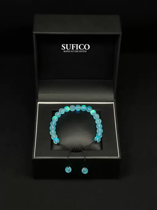 Premium Blue Flash Stone Adjustable Tasbih Bracelet - blue flash stone jpg - SufiCo