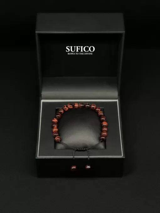 Premium Dark Red Tiger Eye Adjustable Tasbih Bracelet - dark red tiger eye jpg - SufiCo