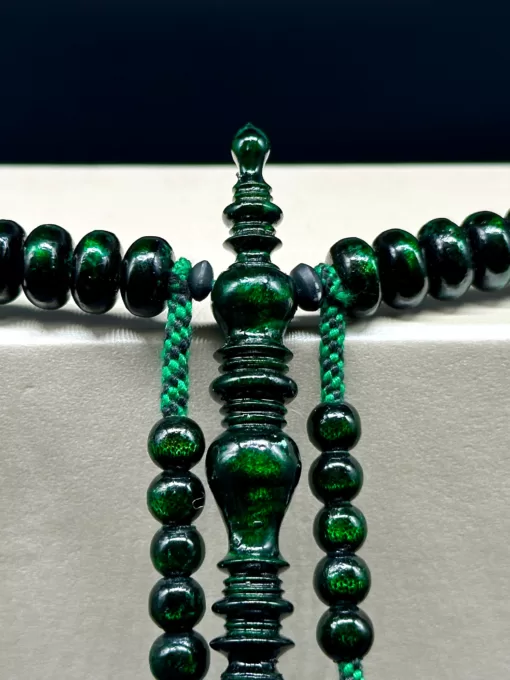 Large Premium Green Coral Yusr Tijani Tasbih With Nalayn Shareef - green yusr 2 scaled - SufiCo