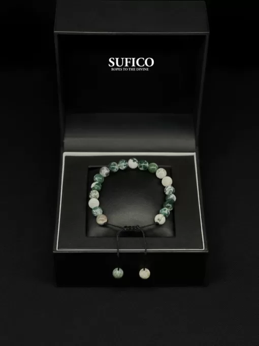 Premium Tree Agate Adjustable Tasbih Bracelet - tree agate bracelet jpg - SufiCo