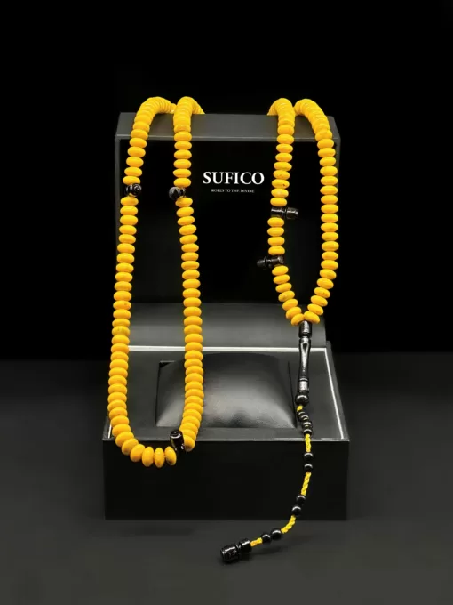 Premium Yellow Coral Marjan Naqshandi 200 Bead Adjustable Tasbih - yellow marjan 200 scaled - SufiCo