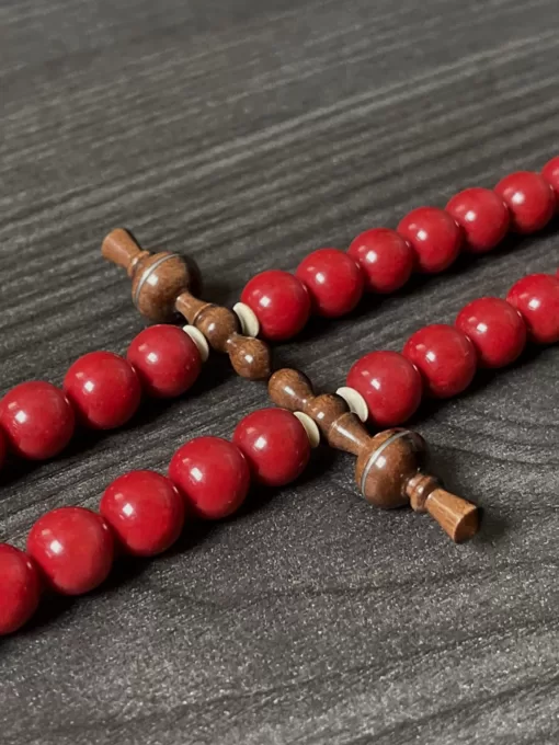 Premium Red Coral Marjan & Tiger Ebony Sufi Tijani Tasbih - 0D2CB6D2 1947 468D AEAC 756CB6D2AF71 scaled - SufiCo