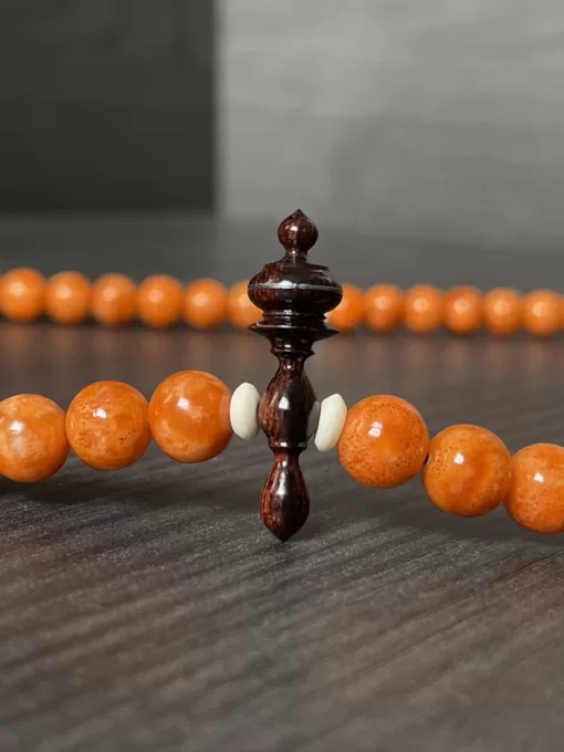 Premium Orange Marjan Coral & Tamarind Wood Sufi Dervish Tijani Tasbih - 11BB5862 FDB3 4922 92BA 318E425D2055 scaled - SufiCo