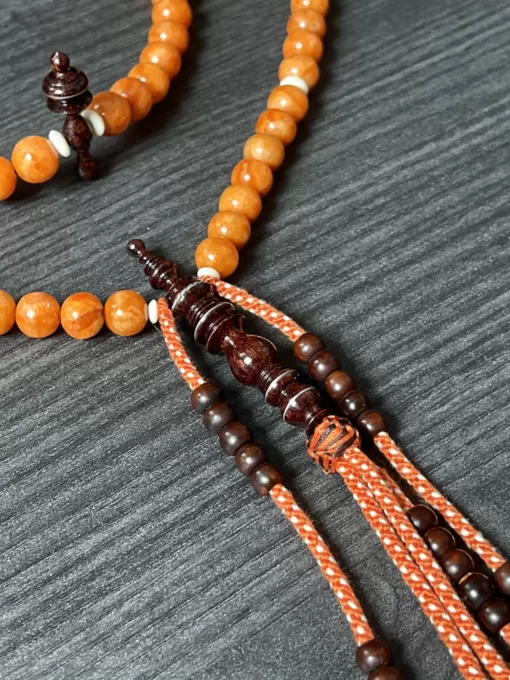 Premium Orange Marjan Coral & Tamarind Wood Sufi Dervish Tijani Tasbih - 18CD1E4C 4506 40A7 B296 248D313AF3D3 scaled - SufiCo