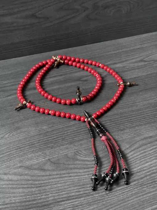 Premium Red Coral Marjan & Tiger Ebony Sufi Tijani Tasbih - 2D37EBEA 3B98 4B02 A6BB A90DD2C66F31 scaled - SufiCo