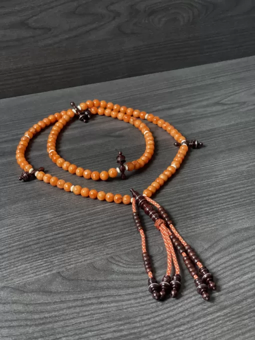 Premium Orange Marjan Coral & Tamarind Wood Sufi Dervish Tijani Tasbih - 3FB716DD F696 429D 8CC8 382C2B8709AF scaled - SufiCo