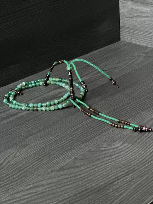 Premium Green Agate, Golden Coral Yusr & Tamarind Tasbih Zikr Meditation Prayer Beads - 7BE37420 3921 4E64 BBBD 3059AB6FE456 scaled - SufiCo