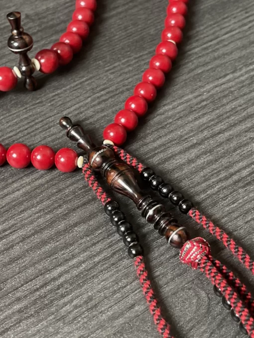 Premium Red Coral Marjan & Tiger Ebony Sufi Tijani Tasbih - 869B6850 2ABD 4AF9 B76C ADDF08C0DAF6 scaled - SufiCo