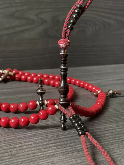 Premium Red Coral Marjan & Tiger Ebony Sufi Tijani Tasbih - BABC8B2C ACFB 461A 9BC6 C10F7F85C7E4 scaled - SufiCo