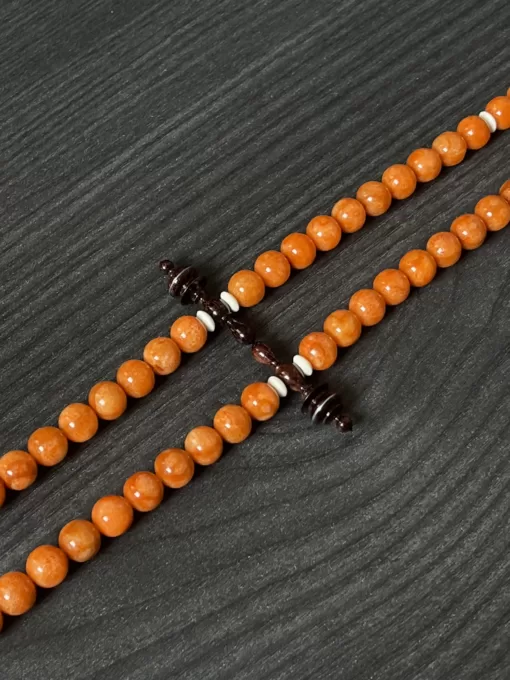 Premium Orange Marjan Coral & Tamarind Wood Sufi Dervish Tijani Tasbih - EA83DBD9 00CA 44DF B943 D589B38F1859 scaled - SufiCo