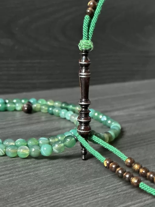 Premium Green Agate, Golden Coral Yusr & Tamarind Tasbih Zikr Meditation Prayer Beads - F900A8B7 EBA7 434E 88FD 74EB0F399AA8 scaled - SufiCo