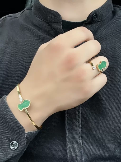 Premium - The Nalayn Bracelet & Adjustable Nalayn Ring With Emerald - 74C89A38 BA0D 4F7E B41C 2D1EF9CF71B8 jpeg - SufiCo