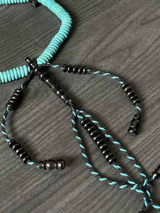 Heavy Pocket Sized Turquoise Fayrouz & African Blackwood Ebony Shadhili Handmade Tasbih Prayer Beads - E859FFB7 0587 409C 936B 52C9EC9E2E7A scaled - SufiCo