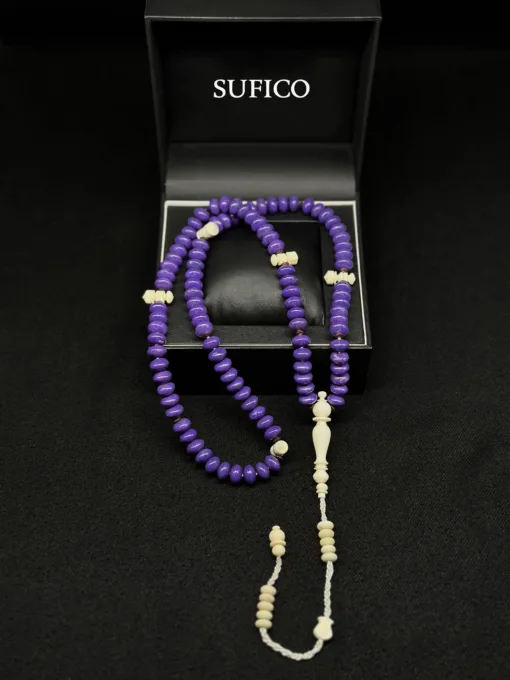 Limited Edition Purple Coral Marjan & Cow Bone Tijani Tasbih Prayer Beads With Prophetic Sandal Nalayn Shareef - 5315C0D1 C3AD 4D7E 96DC 051169737EAD scaled - SufiCo