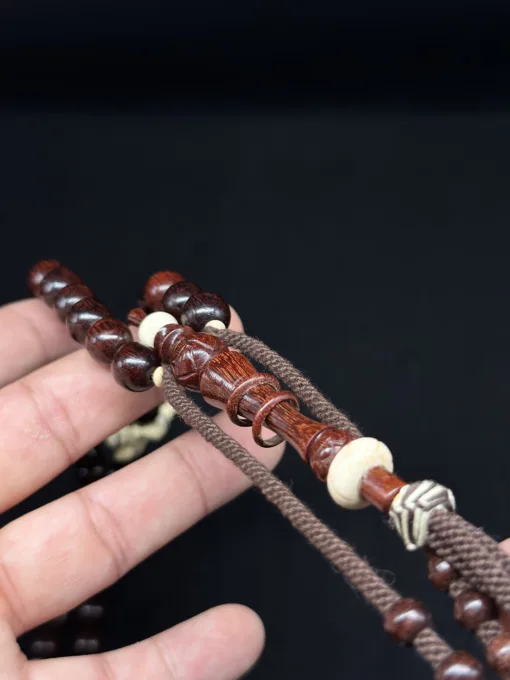 Limited Edition | Premium Triple Polished Large Tamarind Wood Tasbih Mevlana Rumi Model Tijani Prayer Beads With Double Ring Alif - IMG 0789 scaled - SufiCo