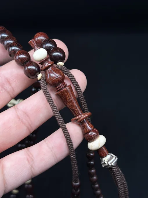 Limited Edition | Premium Triple Polished Large Tamarind Wood Tasbih Mevlana Rumi Model Tijani Prayer Beads With Double Ring Alif - IMG 0791 scaled - SufiCo