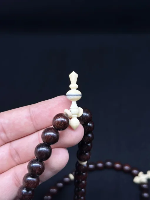 Limited Edition | Premium Triple Polished Large Tamarind Wood Tasbih Mevlana Rumi Model Tijani Prayer Beads With Double Ring Alif - IMG 0798 scaled - SufiCo