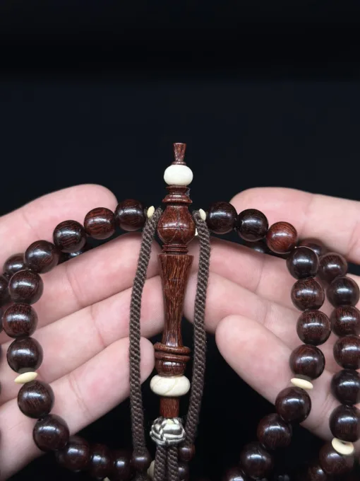 Limited Edition | Premium Triple Polished Large Tamarind Wood Tasbih Mevlana Rumi Model Tijani Prayer Beads With Double Ring Alif - IMG 0813 scaled - SufiCo