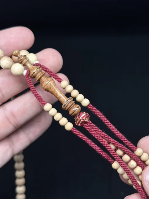 Pure Lightweight Sidr Wood Tasbih Prayer Beads 99 Beads With Custom Alif Single Ring - IMG 0868 scaled - SufiCo