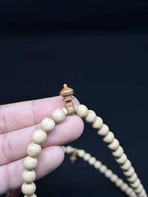 Pure Lightweight Sidr Wood Tasbih Prayer Beads 99 Beads With Custom Alif Single Ring - IMG 0873 scaled - SufiCo