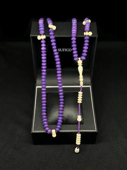 Limited Edition | Premium Purple Coral Tasbih Marjan Naqshbandi Tasbih Prayer Beads 200 With Prophetic Sandal Nalayn Shareef - 5ED5982B 77C2 448D A96D F83518077814 - SufiCo